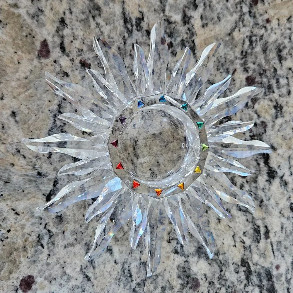 RARE VINTAGE SWAROVSKI CRYSTAL SOLARIS SUN STAR TAPER CANDLEHOLDER ORIGINAL BOX